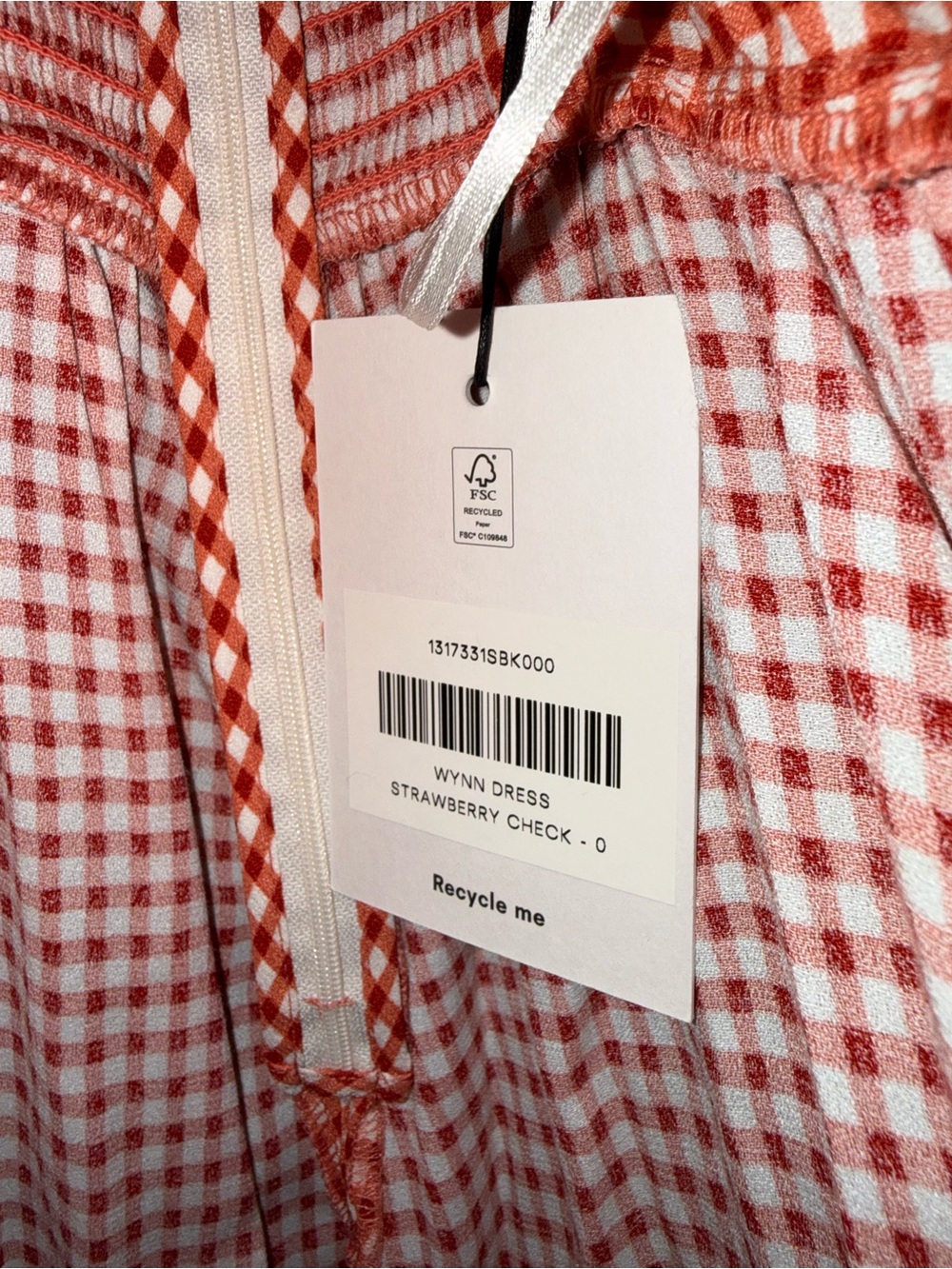 BRAND NEW Reformation Wynn Dress Strawberry Check Size 0!! SOLD OUT ONLINE - Picture 7 of 16